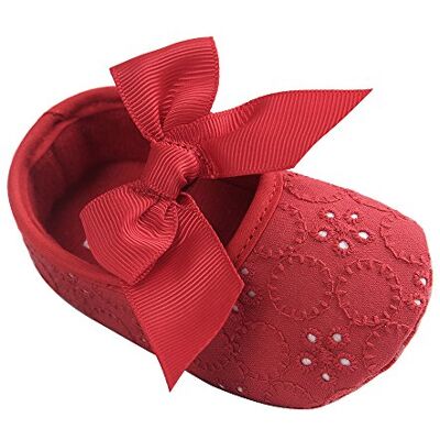 LACOFIA Doopschoenen, strik, prinses, zacht, antislip, eerste stap, baby meisjes, Rood 3-6 mois LACOFIA Doopschoenen, strik, prinses, zacht, antislip, eerste stap, baby meisjes, Rood 3-6 mois