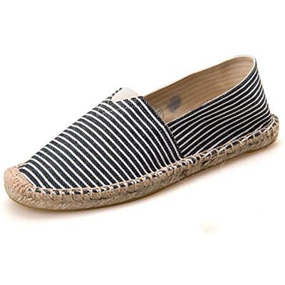 Surwin Espadrilles dames paren, zomer, casual, elegant, comfortabel, ademend, plat, loafers, schoenen met geweven zool, Zwarte strepen 36 EU Surwin Espadrilles dames paren, zomer, casual, elegant, comfortabel, ademend, plat, loafers, schoenen met geweven zool, Zwarte strepen 36 EU
