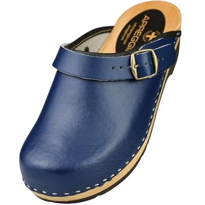 APREGGIO Houten klompen voor dames, praktische tuinklompen, ergonomische leren klompen voor dames, maat 36/41, Blauw, 41 EU 41 EU APREGGIO Houten klompen voor dames, praktische tuinklompen, ergonomische leren klompen voor dames, maat 36/41, Blauw, 41 EU 41 EU