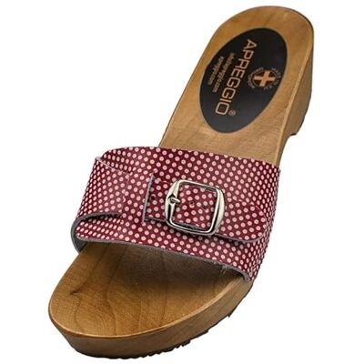 APREGGIO Houten schoenen voor dames, open klompen, leer, handgemaakt, Zweedse houten schoenen, zacht en comfortabel om te dragen, vaste zool, wit, Rood, 36 EU 36 EU APREGGIO Houten schoenen voor dames, open klompen, leer, handgemaakt, Zweedse houten schoenen, zacht en comfortabel om te dragen, vaste zool, wit, Rood, 36 EU 36 EU