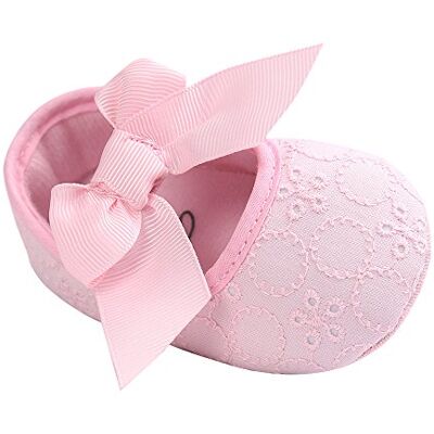 LACOFIA Doopschoenen, strik, prinses, zacht, antislip, eerste stap, baby meisjes, Roze 0-3 mois LACOFIA Doopschoenen, strik, prinses, zacht, antislip, eerste stap, baby meisjes, Roze 0-3 mois