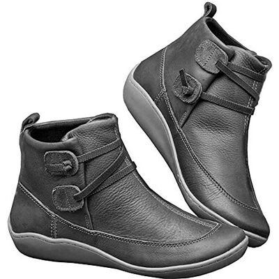 Kinloy Veterlaarzen voor dames met ondersteuning van de voetboog en platte hak, ritssluiting aan de zijkant, waterdicht, vintage, leer, antislip, herfst, winter, vrijetijdsschoenen, maat 36-41 39.5 EU Kinloy Veterlaarzen voor dames met ondersteuning van de voetboog en platte hak, ritssluiting aan de zijkant, waterdicht, vintage, leer, antislip, herfst, winter, vrijetijdsschoenen, maat 36-41 39.5 EU
