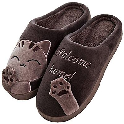 Cliont Leuke katten-pantoffels, slippers voor binnen, met antislip zool, kerstcadeau voor vrouwen en mannen, Bruin 35/36 EU Cliont Leuke katten-pantoffels, slippers voor binnen, met antislip zool, kerstcadeau voor vrouwen en mannen, Bruin 35/36 EU