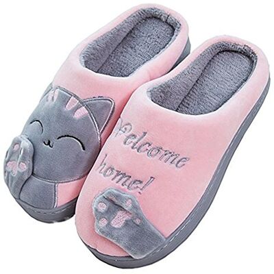 Cliont Leuke katten-pantoffels, slippers voor binnen, met antislip zool, kerstcadeau voor vrouwen en mannen, Roze 35/36 EU Cliont Leuke katten-pantoffels, slippers voor binnen, met antislip zool, kerstcadeau voor vrouwen en mannen, Roze 35/36 EU
