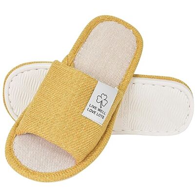 Colexy Slippers voor heren en dames, comfortabel, licht, open teen, zomerschoenen voor thuis, geel, 40/41 EU 40/41 EU Colexy Slippers voor heren en dames, comfortabel, licht, open teen, zomerschoenen voor thuis, geel, 40/41 EU 40/41 EU