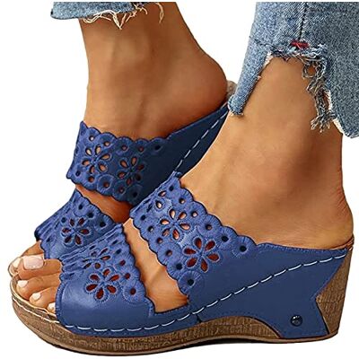 AZAZ Damessandalen met sleehak, open teen, zomerschoenen, dikke plateausandalen met hoge hakken, pantoffels, Romeinse stijl, comfortabel, antislip, goedkoop, Blauw 39 EU AZAZ Damessandalen met sleehak, open teen, zomerschoenen, dikke plateausandalen met hoge hakken, pantoffels, Romeinse stijl, comfortabel, antislip, goedkoop, Blauw 39 EU