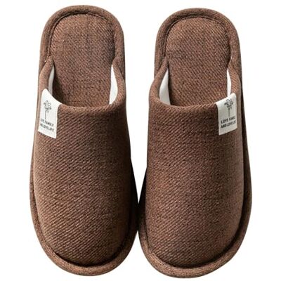 Colexy Slippers voor dames en heren, antislip, katoen, linnen, comfortabel en ademend materiaal, pantoffels voor binnen, gastenpantoffels, wasbaar, herfst, winter, hotelpantoffels, spa, bruin, 40/41 EU Colexy Slippers voor dames en heren, antislip, katoen, linnen, comfortabel en ademend materiaal, pantoffels voor binnen, gastenpantoffels, wasbaar, herfst, winter, hotelpantoffels, spa, bruin, 40/41 EU