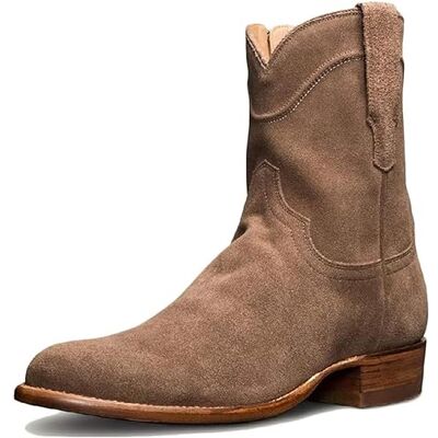 DJFOG Suède bikerlaarzen voor heren, ronde teen, vintage, western cowboystijl, ritssluiting aan de zijkant, bruin, 45 EU 45 EU DJFOG Suède bikerlaarzen voor heren, ronde teen, vintage, western cowboystijl, ritssluiting aan de zijkant, bruin, 45 EU 45 EU