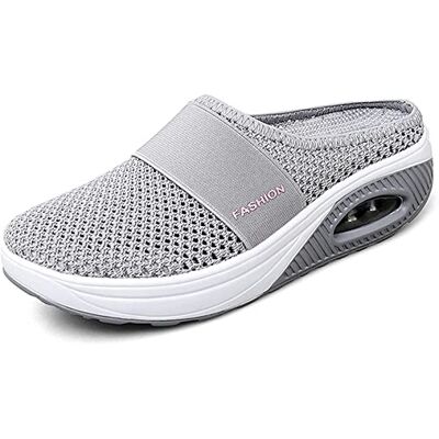 YisiNP Orthopedische damespantoffels met luchtkussen en ademend mesh, voor ontspanning, grijs. 36 EU YisiNP Orthopedische damespantoffels met luchtkussen en ademend mesh, voor ontspanning, grijs. 36 EU