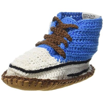 Baobab Schuhe , Haak-biologische sneakers, handgemaakte babyschoenen met suède zool, antislip, 21-24 maanden (blauw, 4) Baobab Schuhe , Haak-biologische sneakers, handgemaakte babyschoenen met suède zool, antislip, 21-24 maanden (blauw, 4)
