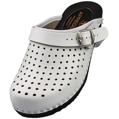 APREGGIO Houten klompen voor dames, comfortabele pantoffels, praktische tuinklompen, hoogwaardige schoenen van echt leer, Wit, 40 EU 40 EU APREGGIO Houten klompen voor dames, comfortabele pantoffels, praktische tuinklompen, hoogwaardige schoenen van echt leer, Wit, 40 EU 40 EU