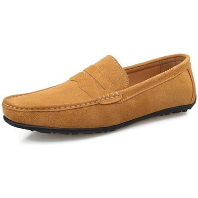 HOOENG Loafers voor heren schort teen suède vamp effen kleur Penny mocassins schoen flexibele platte hak licht casual bruiloft zonder veters, Lichtbruin., 44.5 EU 44.5 EU HOOENG Loafers voor heren schort teen suède vamp effen kleur Penny mocassins schoen flexibele platte hak licht casual bruiloft zonder veters, Lichtbruin., 44.5 EU 44.5 EU