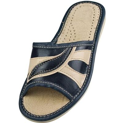 APREGGIO Pantoffels dames pantoffels leer muiltjes schoenen thuis eco-pantoffels dames leer 36 37 38 39 40 41 EU, Marineblauw, beige, 37 EU 37 EU APREGGIO Pantoffels dames pantoffels leer muiltjes schoenen thuis eco-pantoffels dames leer 36 37 38 39 40 41 EU, Marineblauw, beige, 37 EU 37 EU