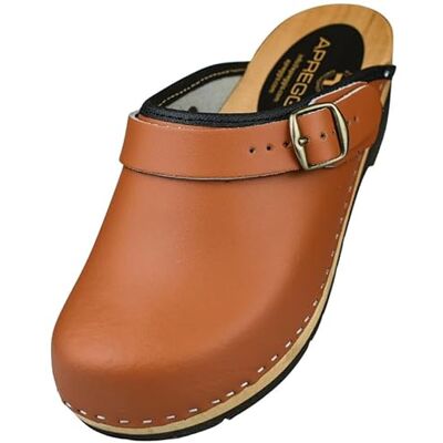 APREGGIO Houten klompen voor dames, praktische tuinklompen, ergonomische leren klompen voor dames, maat 36/41, Lichtbruin, 40 EU 40 EU APREGGIO Houten klompen voor dames, praktische tuinklompen, ergonomische leren klompen voor dames, maat 36/41, Lichtbruin, 40 EU 40 EU