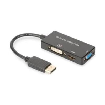 Digitus DisplayPort grafische adapter DP naar DVI-D + HDMI + VGA 4K Ultra HD 30Hz zwart Digitus DisplayPort grafische adapter DP naar DVI-D + HDMI + VGA 4K Ultra HD 30Hz zwart