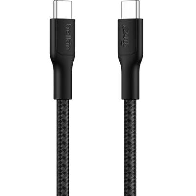 Belkin Eco USB-C naar USB-C kabel met gevlochten ommanteling, 1 m, 240 W, zacht, zacht, snellaadkabel, voor iPhone 16, Galaxy S25, Pixel 9, MacBook, iPad Pro enz. Zwart (USB 2.0) Belkin Eco USB-C naar USB-C kabel met gevlochten ommanteling, 1 m, 240 W, zacht, zacht, snellaadkabel, voor iPhone 16, Galaxy S25, Pixel 9, MacBook, iPad Pro enz. Zwart (USB 2.0)