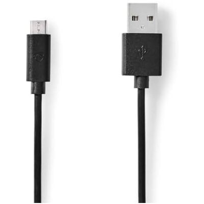 NEDIS USB-kabel USB 2.0 USB-A-stekker USB Micro-B stekker 480 Mbps 10 W vernikkeld 1,00 m rond pvc zwart plastic zak NEDIS USB-kabel USB 2.0 USB-A-stekker USB Micro-B stekker 480 Mbps 10 W vernikkeld 1,00 m rond pvc zwart plastic zak