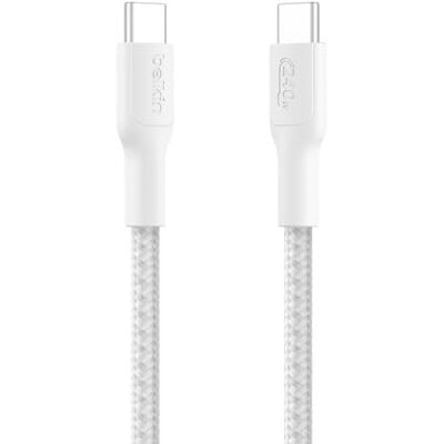 Belkin Eco USB-C naar USB-C kabel met gevlochten ommanteling, 1 m, 240 W, zacht, zacht, snellaadkabel, voor iPhone 16, Galaxy S25, Pixel 9, MacBook, iPad Pro enz. Wit (USB 2.0) Belkin Eco USB-C naar USB-C kabel met gevlochten ommanteling, 1 m, 240 W, zacht, zacht, snellaadkabel, voor iPhone 16, Galaxy S25, Pixel 9, MacBook, iPad Pro enz. Wit (USB 2.0)