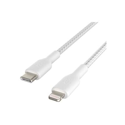 Belkin USB-C naar Lightning-kabel met gevlochten ommanteling (snellaadkabel voor iPhone 12, 12 Pro, 12 Pro Max, 12 Mini en eerdere modellen; Boost Charge USB-C MFi-gecertificeerd; 2 m, wit) Belkin USB-C naar Lightning-kabel met gevlochten ommanteling (snellaadkabel voor iPhone 12, 12 Pro, 12 Pro Max, 12 Mini en eerdere modellen; Boost Charge USB-C MFi-gecertificeerd; 2 m, wit)