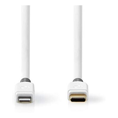 NEDIS USB kabel Apple Lightning 8 Pin USB type C (TM) verguld 1m rond PVC wit grijs verpakking met kijkvenster NEDIS USB kabel Apple Lightning 8 Pin USB type C (TM) verguld 1m rond PVC wit grijs verpakking met kijkvenster
