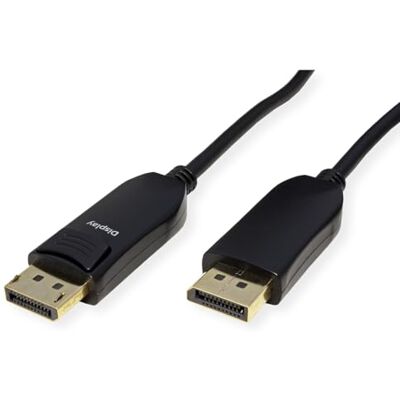 Roline DisplayPort-kabel v2.1 (AOC), 10K @60Hz, 54Gbit/s, UHBR13.5, St/St, 20m Roline DisplayPort-kabel v2.1 (AOC), 10K @60Hz, 54Gbit/s, UHBR13.5, St/St, 20m