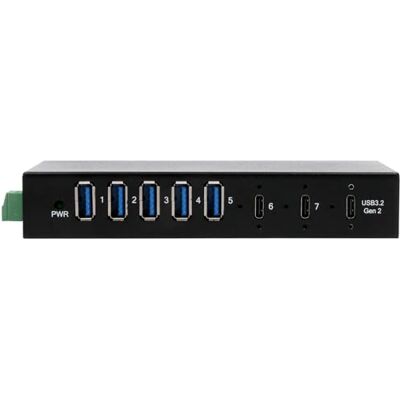 EXSYS EX-12297HMS 7-poorts USB 3.2 Gen 2x1 metalen hub met 2 USB-C poorten en 5x USB-A 3.2 Gen 1 poorten, voor tafel, muur en DIN-rail montage met 12V/5A voeding EXSYS EX-12297HMS 7-poorts USB 3.2 Gen 2x1 metalen hub met 2 USB-C poorten en 5x USB-A 3.2 Gen 1 poorten, voor tafel, muur en DIN-rail montage met 12V/5A voeding