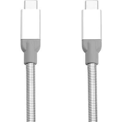 Verbatim USB-C naar USB-C kabel zilver oplaadkabel Android duurzaam roestvrij staal flexibel 30 cm smartphone USB-oplader mobiele telefoon oplader Verbatim USB-C naar USB-C kabel zilver oplaadkabel Android duurzaam roestvrij staal flexibel 30 cm smartphone USB-oplader mobiele telefoon oplader