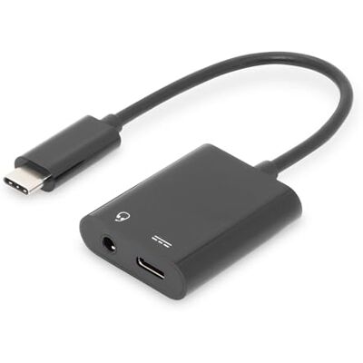 Digitus USB 3.2 Gen2-0,2 m adapterkabel USB C (mannelijk) naar 3,5 mm jack (vrouwelijk), USB C (vrouwelijk) 10 Gbps zwart Digitus USB 3.2 Gen2-0,2 m adapterkabel USB C (mannelijk) naar 3,5 mm jack (vrouwelijk), USB C (vrouwelijk) 10 Gbps zwart