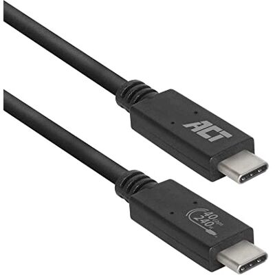 ACT USB 4 type C kabel, Thunderbolt 4 40 Gbps, USB C 5K of Dual 4K @ 60Hz video voor monitor, EPR opladen 240 W, 0,8 m, USB-IF gecertificeerd AC7451 ACT USB 4 type C kabel, Thunderbolt 4 40 Gbps, USB C 5K of Dual 4K @ 60Hz video voor monitor, EPR opladen 240 W, 0,8 m, USB-IF gecertificeerd AC7451
