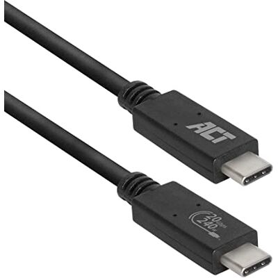 ACT USB 4 type C kabel, Thunderbolt 3, USB C monitorkabel, 20 Gbps, 5K video of Dual 4K @ 60Hz voor monitor, 240W EPR opladen, 1 meter, USB-IF gecertificeerd AC7431 ACT USB 4 type C kabel, Thunderbolt 3, USB C monitorkabel, 20 Gbps, 5K video of Dual 4K @ 60Hz voor monitor, 240W EPR opladen, 1 meter, USB-IF gecertificeerd AC7431