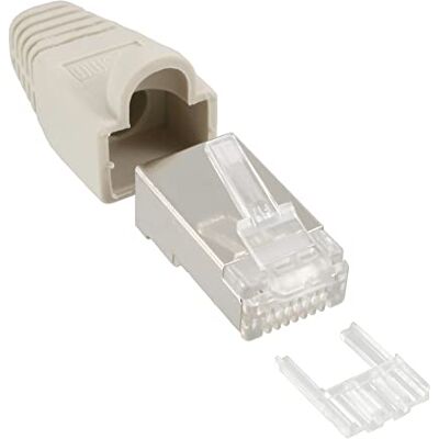 InLine 100 stuks RJ45 krimpstekkers met knikbescherming en inrijghulp beige 74590 InLine 100 stuks RJ45 krimpstekkers met knikbescherming en inrijghulp beige 74590