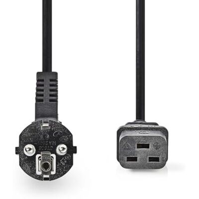 NEDIS Stroomkabel geaarde stekker IEC-320-C19 gebogen recht vernikkeld 2 m rond pvc zwart etiket NEDIS Stroomkabel geaarde stekker IEC-320-C19 gebogen recht vernikkeld 2 m rond pvc zwart etiket