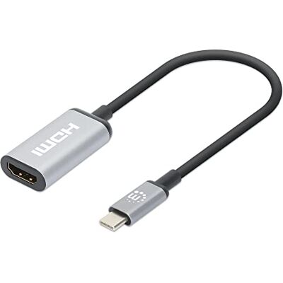 Manhattan Manhatten 4K @60Hz USB-C naar HDMI adapter USB 3.2 type C stekker naar HDMI-aansluiting, actieve converter, aluminium, 15 cm, zwart Manhattan Manhatten 4K @60Hz USB-C naar HDMI adapter USB 3.2 type C stekker naar HDMI-aansluiting, actieve converter, aluminium, 15 cm, zwart
