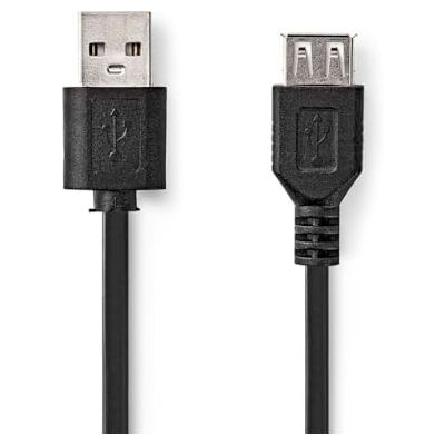 NEDIS USB-kabel USB 2.0 USB-A stekker USB A-aansluiting 480 Mbps vernikkeld 1 m rond pvc zwart etiket NEDIS USB-kabel USB 2.0 USB-A stekker USB A-aansluiting 480 Mbps vernikkeld 1 m rond pvc zwart etiket