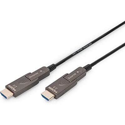 Digitus Glasvezel HDMI-kabel 20m UHD 4k 60Hz 1080p 120Hz HDMI 2.0 afneembare stekker 18Gbps ARC, HDR, HDCP 2.2, CEC AOC hybride kabel vergulde contacten zwart Digitus Glasvezel HDMI-kabel 20m UHD 4k 60Hz 1080p 120Hz HDMI 2.0 afneembare stekker 18Gbps ARC, HDR, HDCP 2.2, CEC AOC hybride kabel vergulde contacten zwart