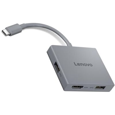 Lenovo 4-in-1 USB-C reishub, geïntegreerde USB-C-kabel, 1 HDMI 4K @ 60Hz, 2x USB-A 3.2, 1 x 3,5 mm combostekker, Luna grijs Lenovo 4-in-1 USB-C reishub, geïntegreerde USB-C-kabel, 1 HDMI 4K @ 60Hz, 2x USB-A 3.2, 1 x 3,5 mm combostekker, Luna grijs