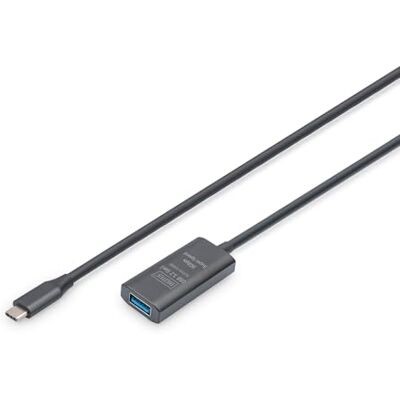 Digitus USB 3.2 Gen 1 actieve verlengkabel 5 m USB-C stekker naar type A bus repeaterkabel met plug & play tot 5 Gbit/s stroomvoorziening via Type-C zwart Digitus USB 3.2 Gen 1 actieve verlengkabel 5 m USB-C stekker naar type A bus repeaterkabel met plug & play tot 5 Gbit/s stroomvoorziening via Type-C zwart
