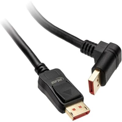 InLine ® DisplayPort 1.4 kabel 8K4K naar beneden gebogen, 3 m, zwart/goud InLine ® DisplayPort 1.4 kabel 8K4K naar beneden gebogen, 3 m, zwart/goud