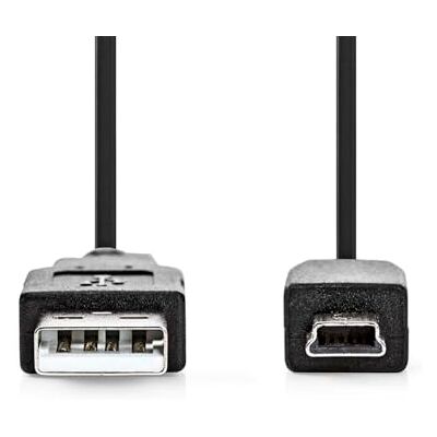 NEDIS USB-kabel USB 2.0 USB-A stekker USB Mini-B stekker 5-polig 480 Mbps vernikkeld 3 m rond pvc zwart etiket NEDIS USB-kabel USB 2.0 USB-A stekker USB Mini-B stekker 5-polig 480 Mbps vernikkeld 3 m rond pvc zwart etiket