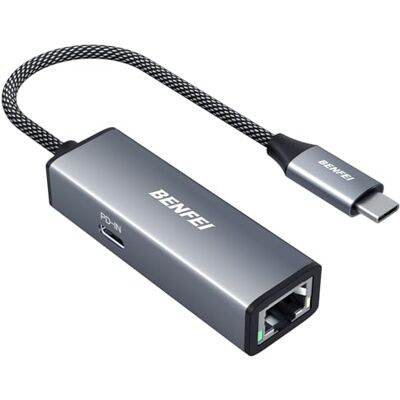 BENFEI USB C naar Gigabit Ethernet 100 W PD-adapter, USB C (Thunderbolt 3/4) naar RJ45 Network LAN 1 Gbps met Power, compatibel met iPhone 15 Pro/Max MacBook Pro/Air 2023, iPad Pro, iMac BENFEI USB C naar Gigabit Ethernet 100 W PD-adapter, USB C (Thunderbolt 3/4) naar RJ45 Network LAN 1 Gbps met Power, compatibel met iPhone 15 Pro/Max MacBook Pro/Air 2023, iPad Pro, iMac