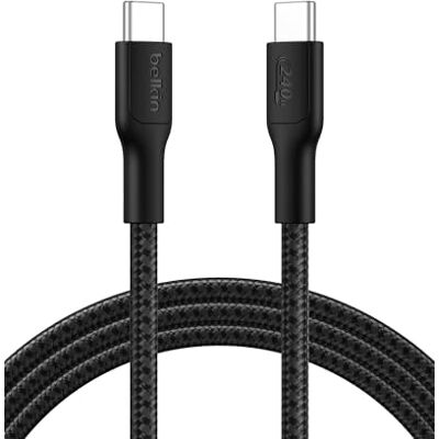 Belkin Eco USB-C naar USB-C kabel met gevlochten ommanteling, 2 m, 240 W, zacht aanvoelend, zacht, snellaadkabel, voor iPhone 16, Galaxy S25, Pixel 9, MacBook, iPad Pro enz. Zwart (USB 2.0) Belkin Eco USB-C naar USB-C kabel met gevlochten ommanteling, 2 m, 240 W, zacht aanvoelend, zacht, snellaadkabel, voor iPhone 16, Galaxy S25, Pixel 9, MacBook, iPad Pro enz. Zwart (USB 2.0)