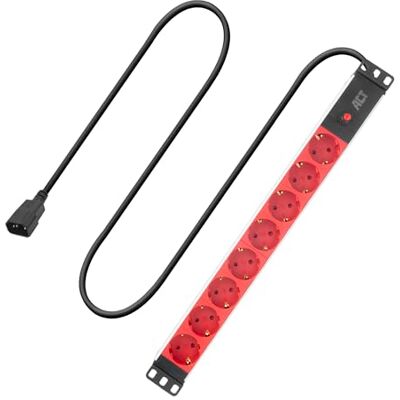 ACT 19" C14 IEC60320 Stekkerdoos, 8-voudig, 10A/2500W, voor 19" serverkast PDU, wandmontage, 3 m kabel, PD3004 ACT 19" C14 IEC60320 Stekkerdoos, 8-voudig, 10A/2500W, voor 19" serverkast PDU, wandmontage, 3 m kabel, PD3004