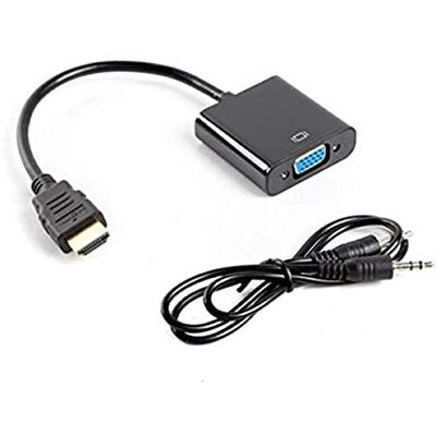 Lanberg AD-0017-BK HDMI A (1,4 inch) mannelijk naar VGA vrouwelijk 15-pins adapter + jackkabel (M/M) zwart Lanberg AD-0017-BK HDMI A (1,4 inch) mannelijk naar VGA vrouwelijk 15-pins adapter + jackkabel (M/M) zwart