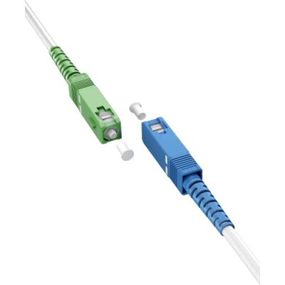 goobay 59617 Glasvezelkabel (FTTH) / single-mode (OS2) Simplex / SC APC (8°) mannelijk naar SC-UPC (8°) mannelijk / glasvezelkabel / 0,5 meter goobay 59617 Glasvezelkabel (FTTH) / single-mode (OS2) Simplex / SC APC (8°) mannelijk naar SC-UPC (8°) mannelijk / glasvezelkabel / 0,5 meter