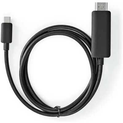 NEDIS USB-C adapter USB 3.2 Gen 1 USB-C stekker HDMI-stekker 4K @60Hz 1.00m rond vernikkeld pvc zwart label NEDIS USB-C adapter USB 3.2 Gen 1 USB-C stekker HDMI-stekker 4K @60Hz 1.00m rond vernikkeld pvc zwart label
