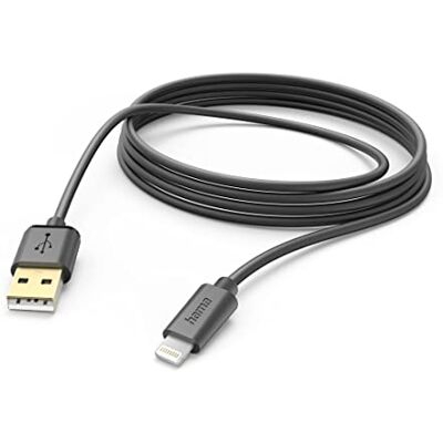 Hama iPhone USB-A Lightning-kabel (oplaadkabel/gegevensoverdracht/data, USB-A 2.0 stekker naar Lightning, 3 m, MFI-gecertificeerd, 480 MBit/s, iPad/iPhone 13/12/11/XS/XR/X/8/7/7+/6s/6/5/SE2020) zwart Hama iPhone USB-A Lightning-kabel (oplaadkabel/gegevensoverdracht/data, USB-A 2.0 stekker naar Lightning, 3 m, MFI-gecertificeerd, 480 MBit/s, iPad/iPhone 13/12/11/XS/XR/X/8/7/7+/6s/6/5/SE2020) zwart