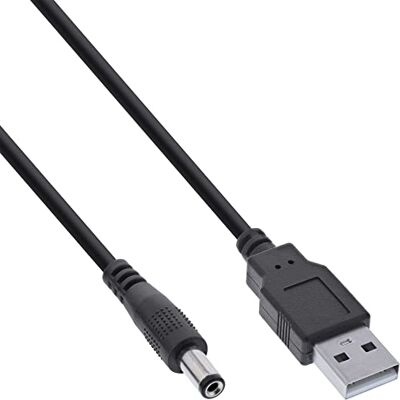 InLine USB DC mannelijk naar DC power adapterkabel 5,5 x 2,10 mm holle stekker, zwart, 1 m InLine USB DC mannelijk naar DC power adapterkabel 5,5 x 2,10 mm holle stekker, zwart, 1 m
