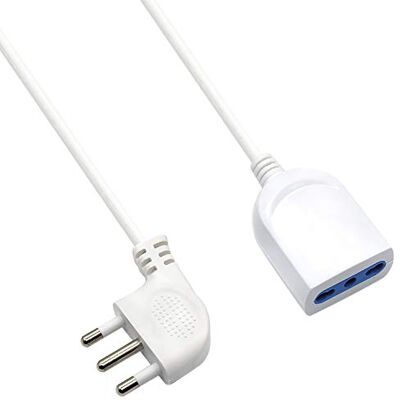 Ewent Ew3812 Verlengkabel wit 5 m Italiaanse stekker 16 A 90° ruimtebesparend, Italiaanse stekker 10/16 A, kabel H05Vv-F 3 x 1 mm2; stopcontact met kinderbeveiliging Ewent Ew3812 Verlengkabel wit 5 m Italiaanse stekker 16 A 90° ruimtebesparend, Italiaanse stekker 10/16 A, kabel H05Vv-F 3 x 1 mm2; stopcontact met kinderbeveiliging