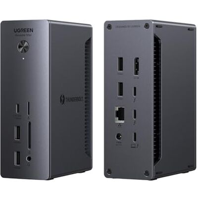 UGREEN Revodok Max 213 Docking Station Thunderbolt 4 Dual Screen Extension 13-in-1, 2 TBT4, 1 DisplayPort, 40 Gbps, Dual 4 K60 Hz, unieke 8 K30 Hz, 90 W lading, DC 180 W, RJ45 2,5 GbE, SD TF UGREEN Revodok Max 213 Docking Station Thunderbolt 4 Dual Screen Extension 13-in-1, 2 TBT4, 1 DisplayPort, 40 Gbps, Dual 4 K60 Hz, unieke 8 K30 Hz, 90 W lading, DC 180 W, RJ45 2,5 GbE, SD TF