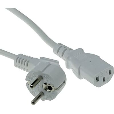 ACT AK5237 Stroomkabel voor koude apparaten, 2,5 m, C13-kabel, pc-stroomkabel, CEE 7/7 naar C13, 3-polig, geaard cont schuin, wit ACT AK5237 Stroomkabel voor koude apparaten, 2,5 m, C13-kabel, pc-stroomkabel, CEE 7/7 naar C13, 3-polig, geaard cont schuin, wit